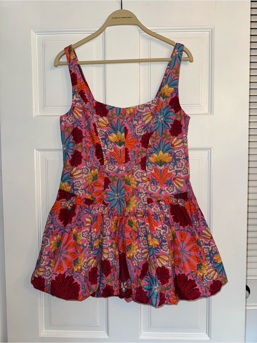 Olivaceous Floral Mini Bubble Hem Dress L